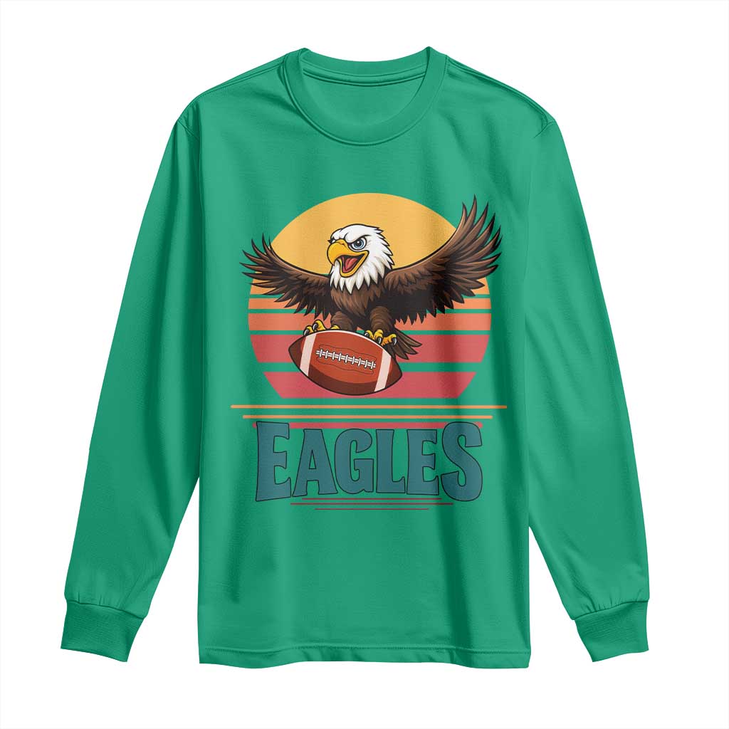 Funny Eagle Football Fan Long Sleeve Shirt Retro Vintage Style - Wonder Print Shop