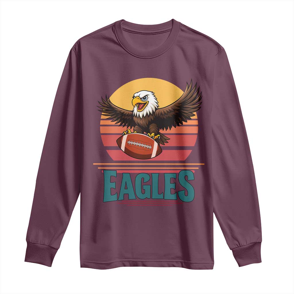 Funny Eagle Football Fan Long Sleeve Shirt Retro Vintage Style - Wonder Print Shop