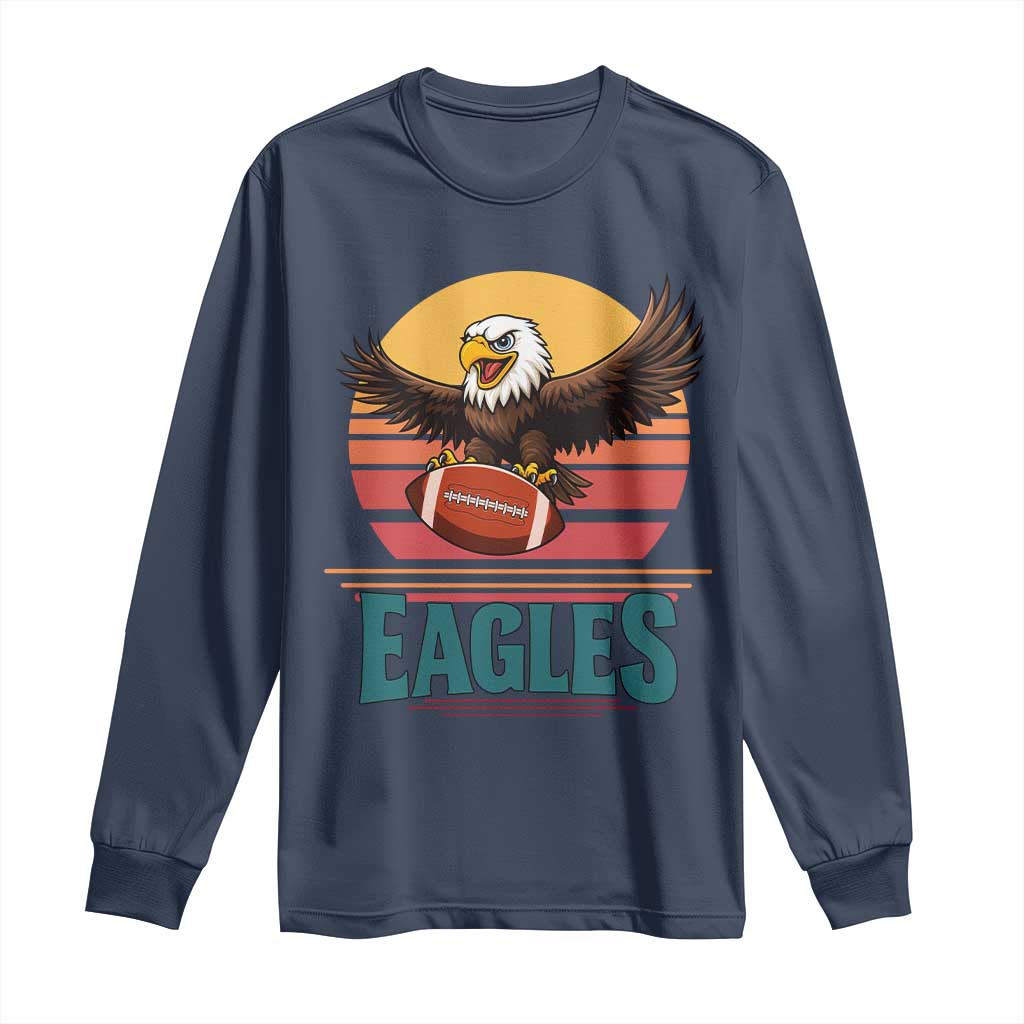 Funny Eagle Football Fan Long Sleeve Shirt Retro Vintage Style - Wonder Print Shop