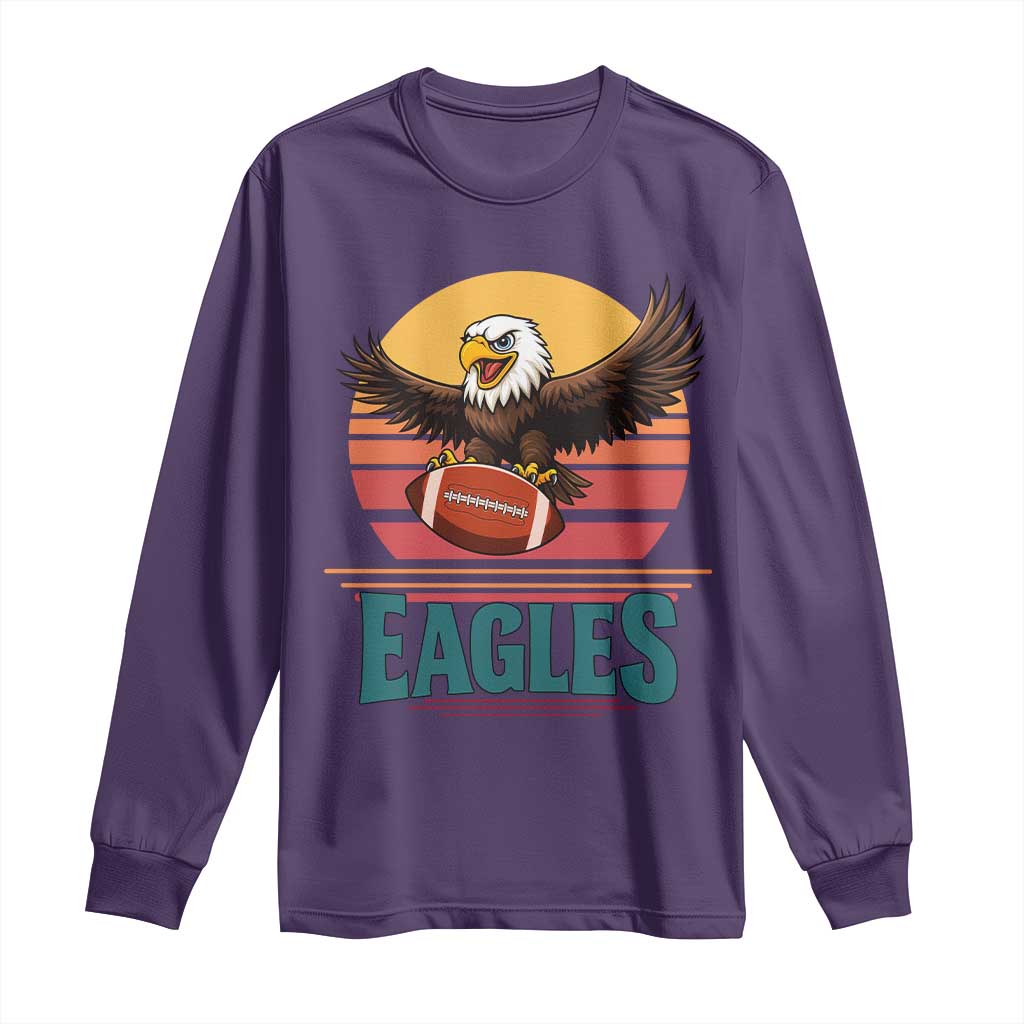 Funny Eagle Football Fan Long Sleeve Shirt Retro Vintage Style - Wonder Print Shop