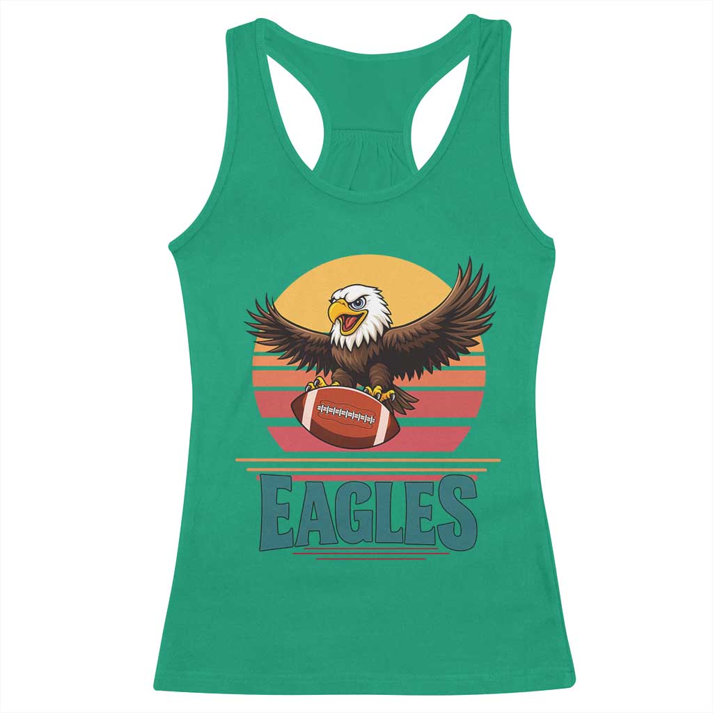Funny Eagle Football Fan Racerback Tank Top Retro Vintage Style - Wonder Print Shop
