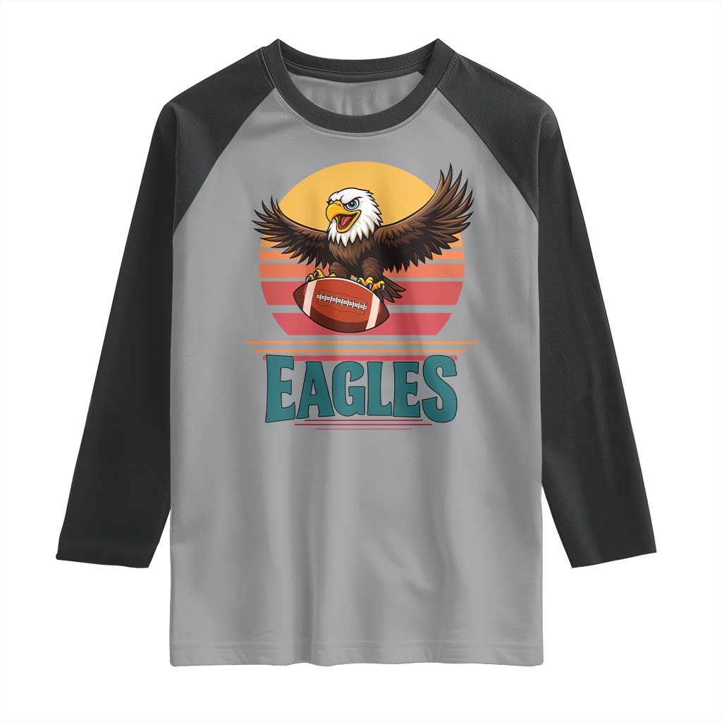 Funny Eagle Football Fan Raglan Shirt Retro Vintage Style - Wonder Print Shop
