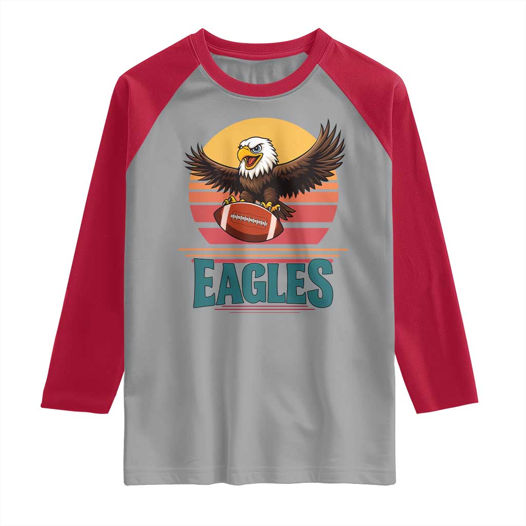 Funny Eagle Football Fan Raglan Shirt Retro Vintage Style - Wonder Print Shop