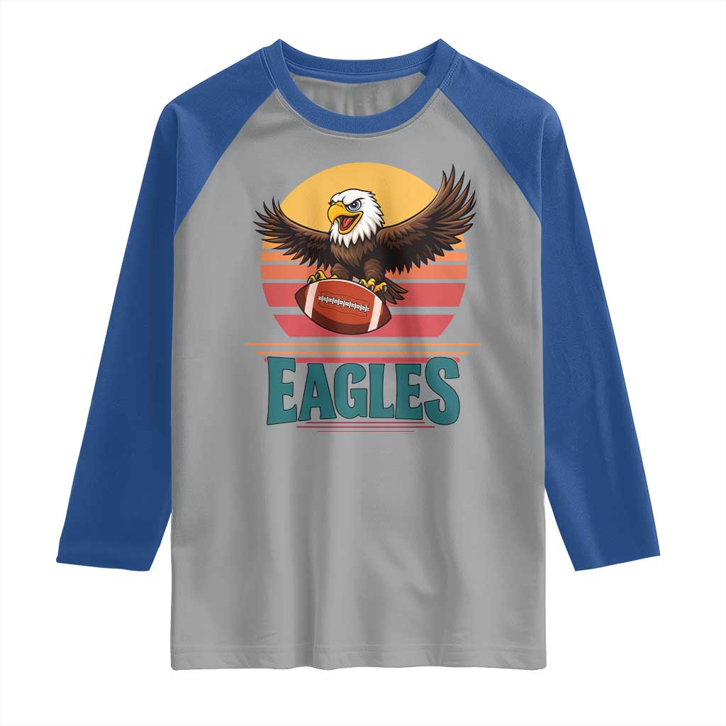 Funny Eagle Football Fan Raglan Shirt Retro Vintage Style - Wonder Print Shop