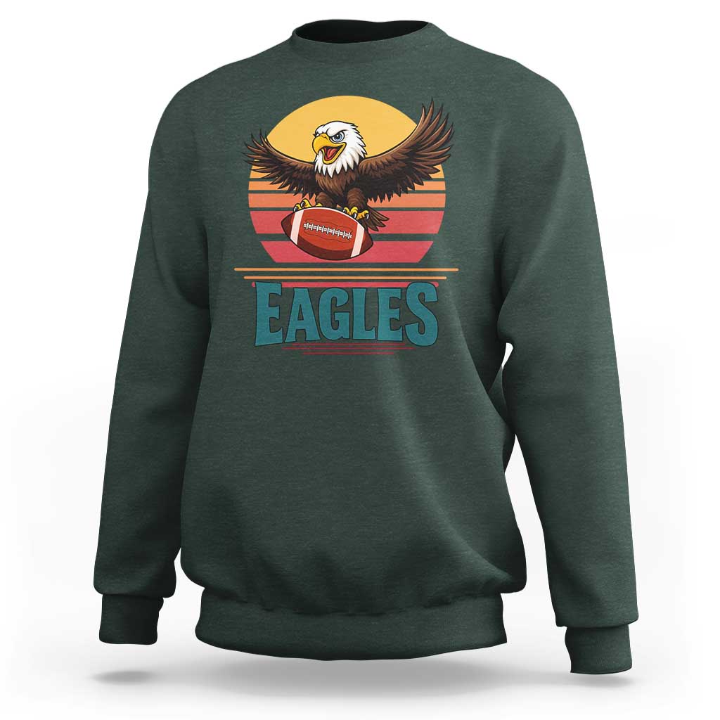 Funny Eagle Football Fan Sweatshirt Retro Vintage Style - Wonder Print Shop