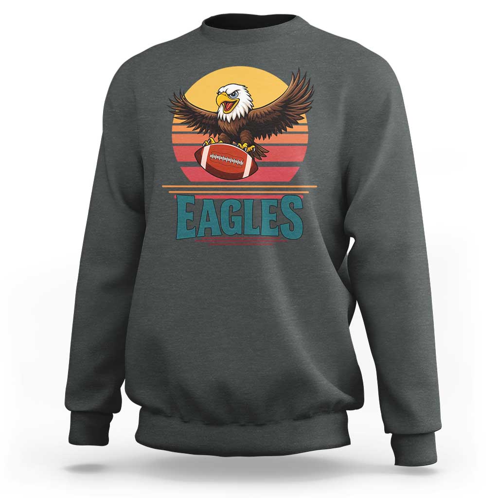 Funny Eagle Football Fan Sweatshirt Retro Vintage Style - Wonder Print Shop
