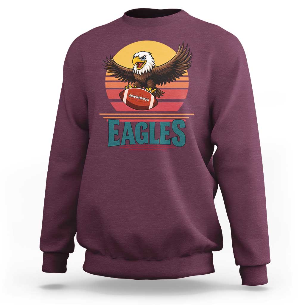 Funny Eagle Football Fan Sweatshirt Retro Vintage Style - Wonder Print Shop
