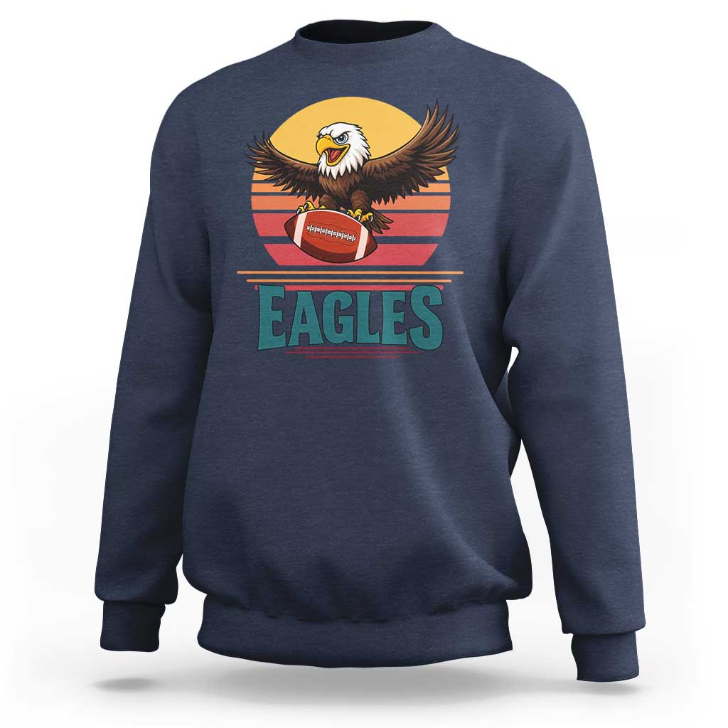 Funny Eagle Football Fan Sweatshirt Retro Vintage Style - Wonder Print Shop