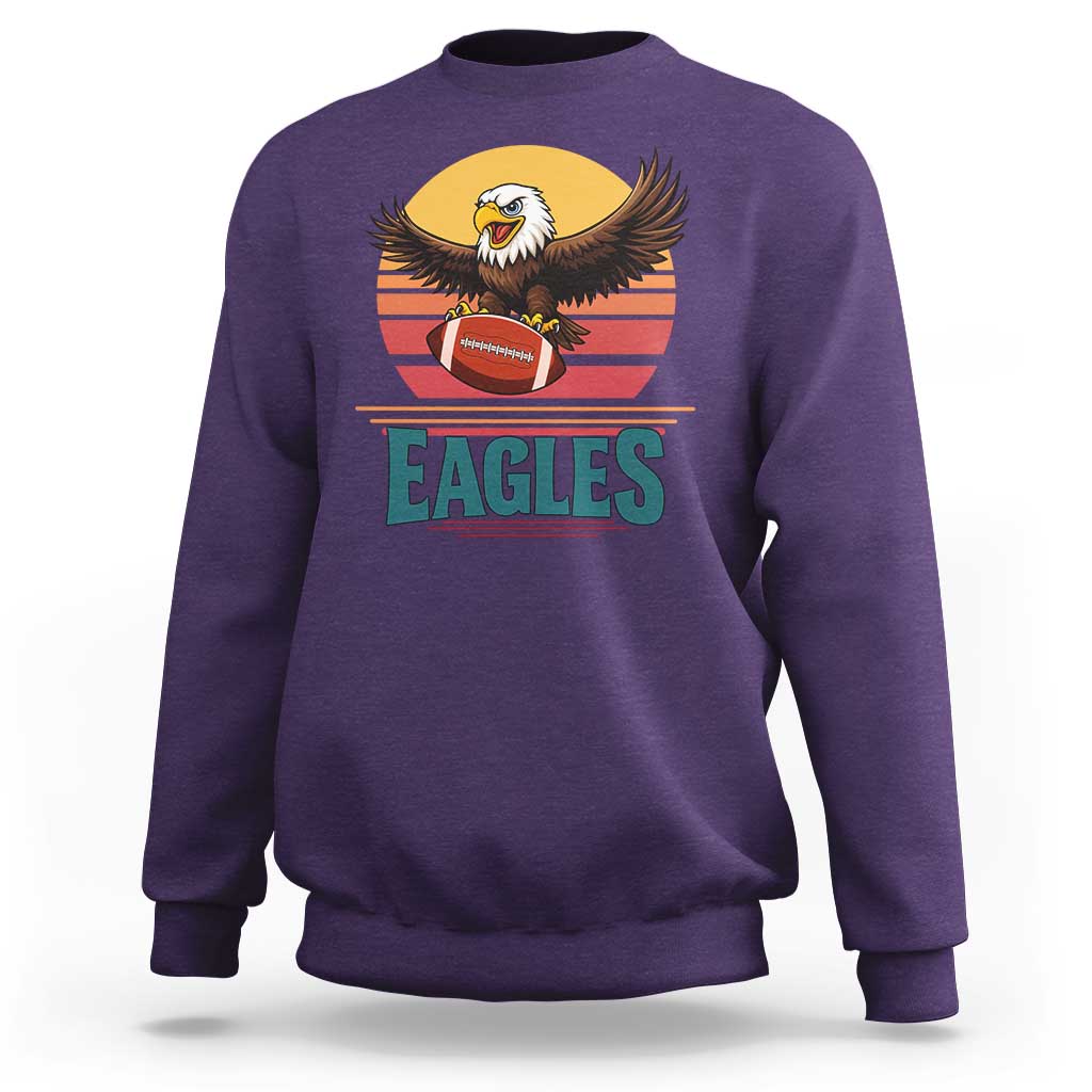 Funny Eagle Football Fan Sweatshirt Retro Vintage Style - Wonder Print Shop