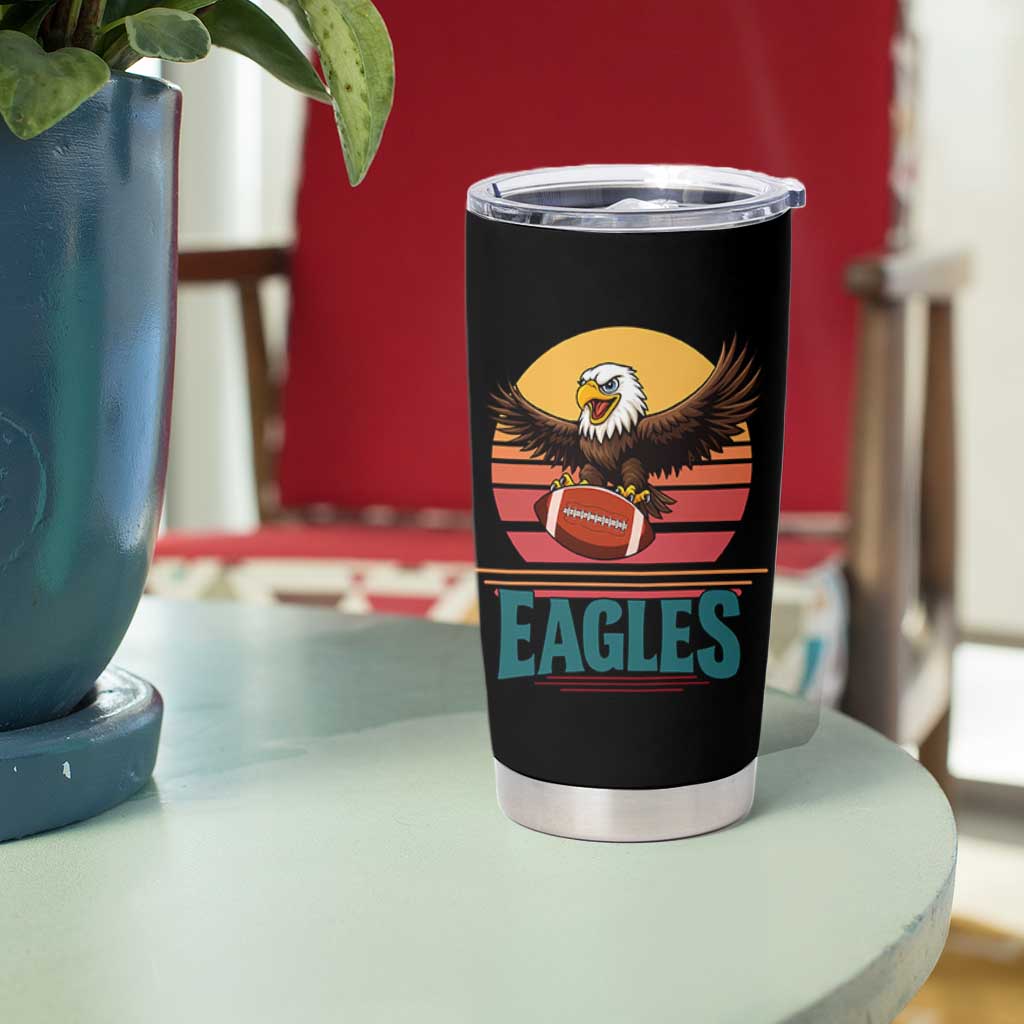 Funny Eagle Football Fan Tumbler Cup Retro Vintage Style - Wonder Print Shop