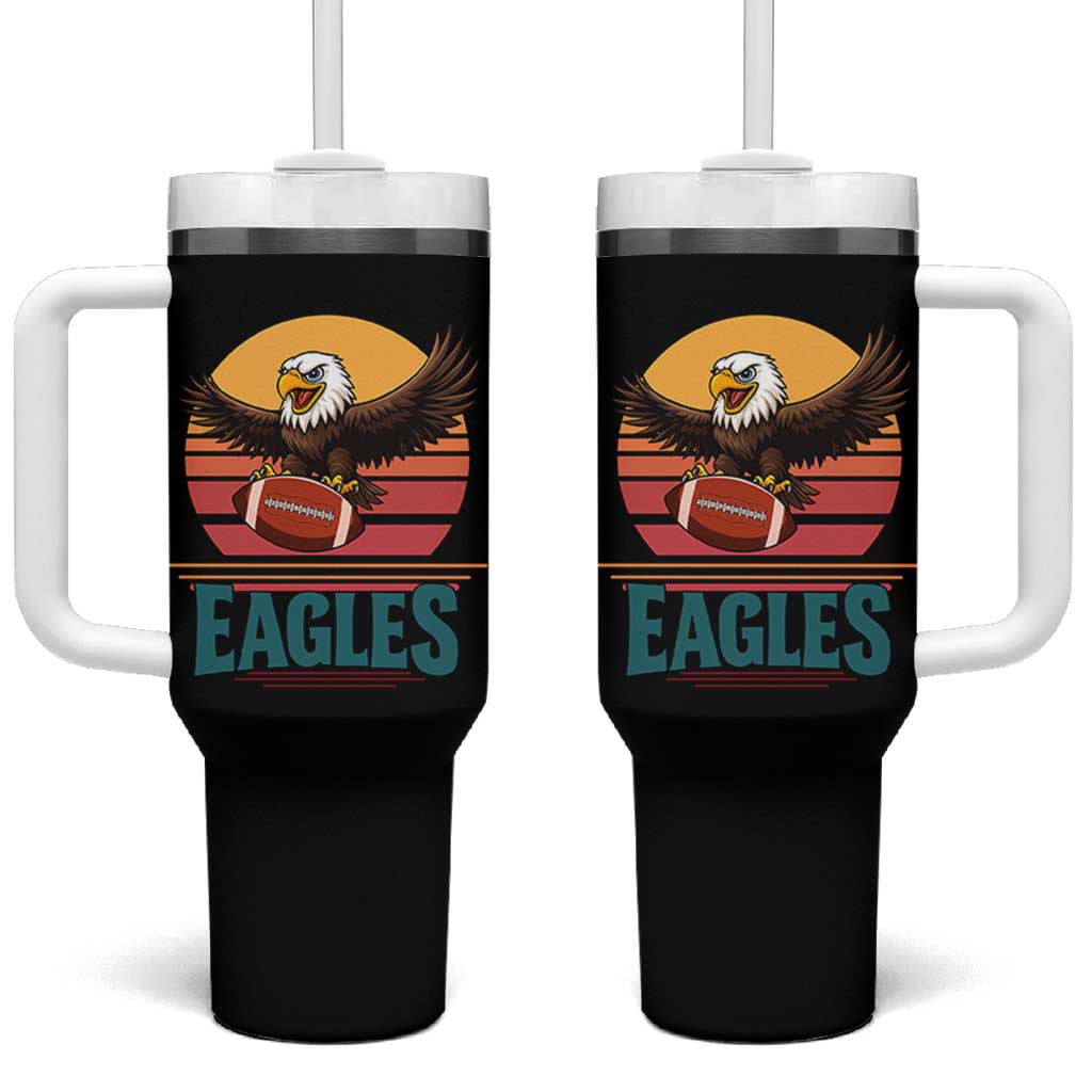 Funny Eagle Football Fan Tumbler With Handle Retro Vintage Style - Wonder Print Shop