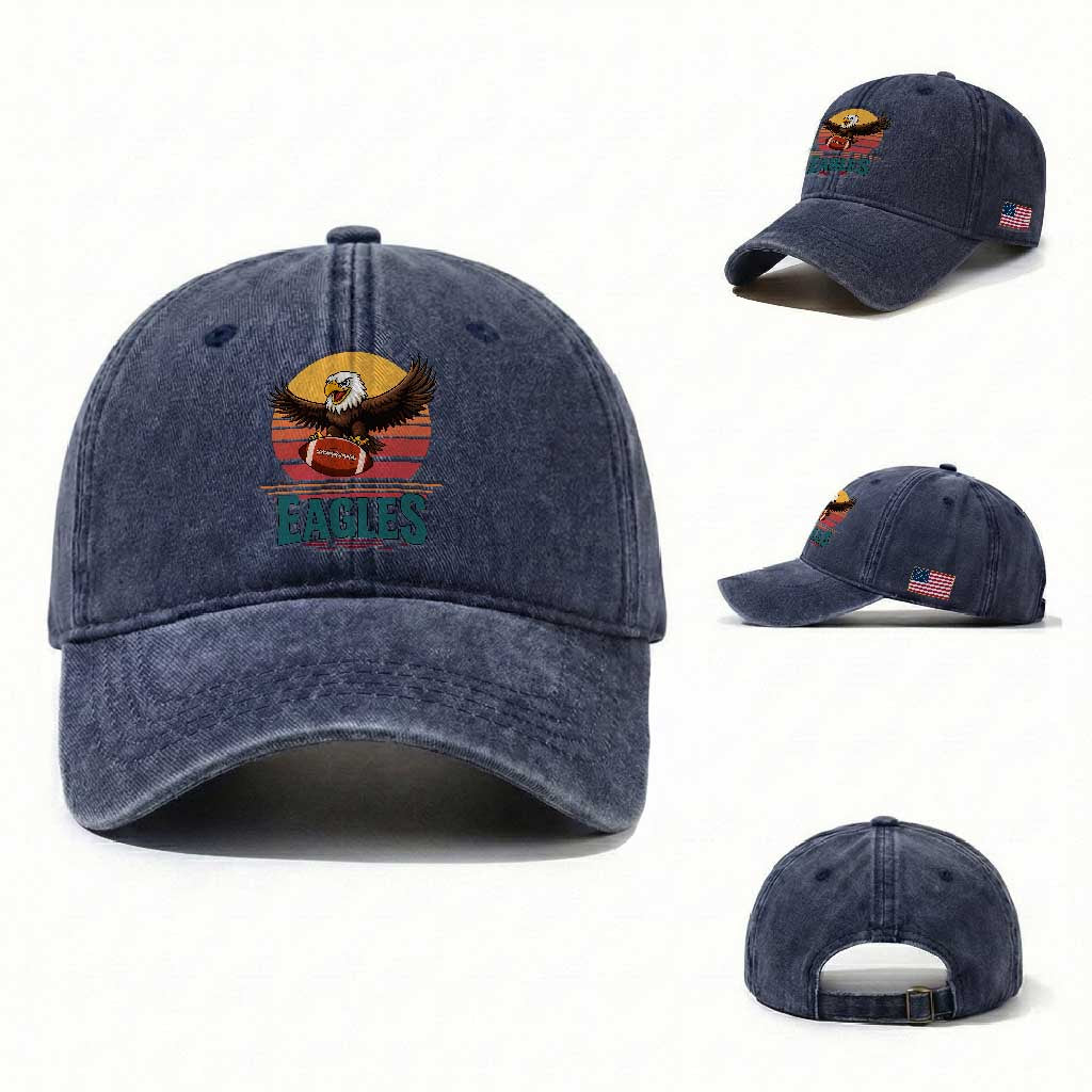 Funny EFF Retro Vintage Style Football Lover Gift Washed Cotton Baseball Cap
