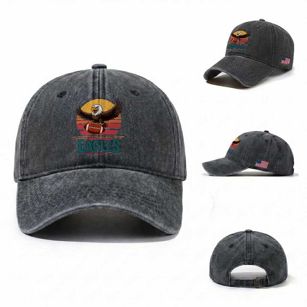 Funny EFF Retro Vintage Style Football Lover Gift Washed Cotton Baseball Cap
