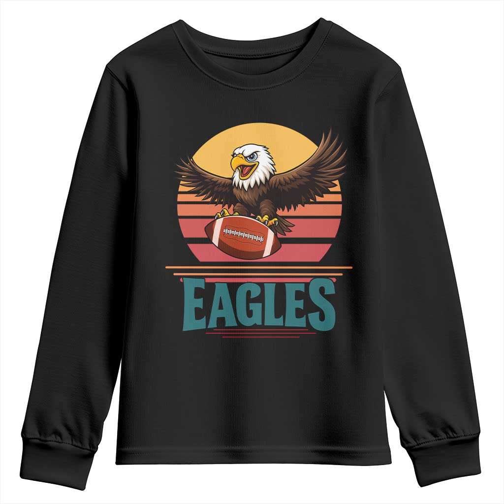 Funny Eagle Football Fan Youth Sweatshirt Retro Vintage Style - Wonder Print Shop
