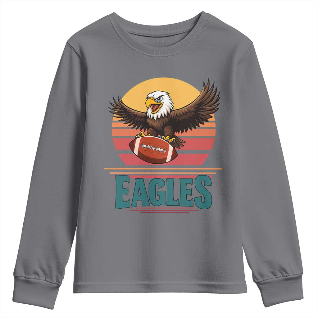 Funny Eagle Football Fan Youth Sweatshirt Retro Vintage Style - Wonder Print Shop