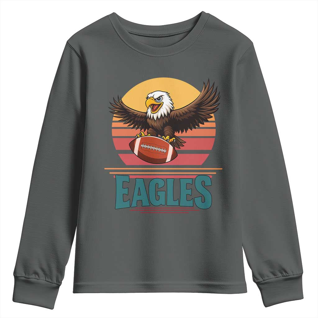 Funny Eagle Football Fan Youth Sweatshirt Retro Vintage Style - Wonder Print Shop