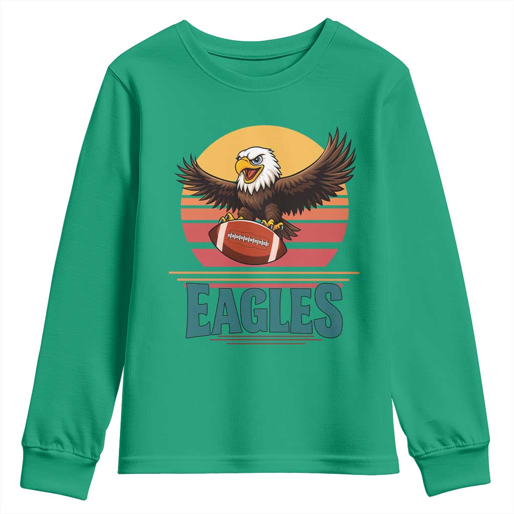 Funny Eagle Football Fan Youth Sweatshirt Retro Vintage Style - Wonder Print Shop