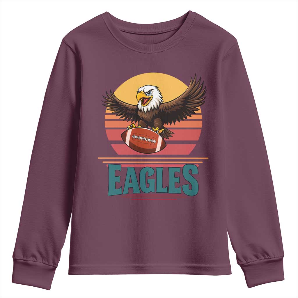 Funny Eagle Football Fan Youth Sweatshirt Retro Vintage Style - Wonder Print Shop