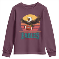 Funny Eagle Football Fan Youth Sweatshirt Retro Vintage Style - Wonder Print Shop
