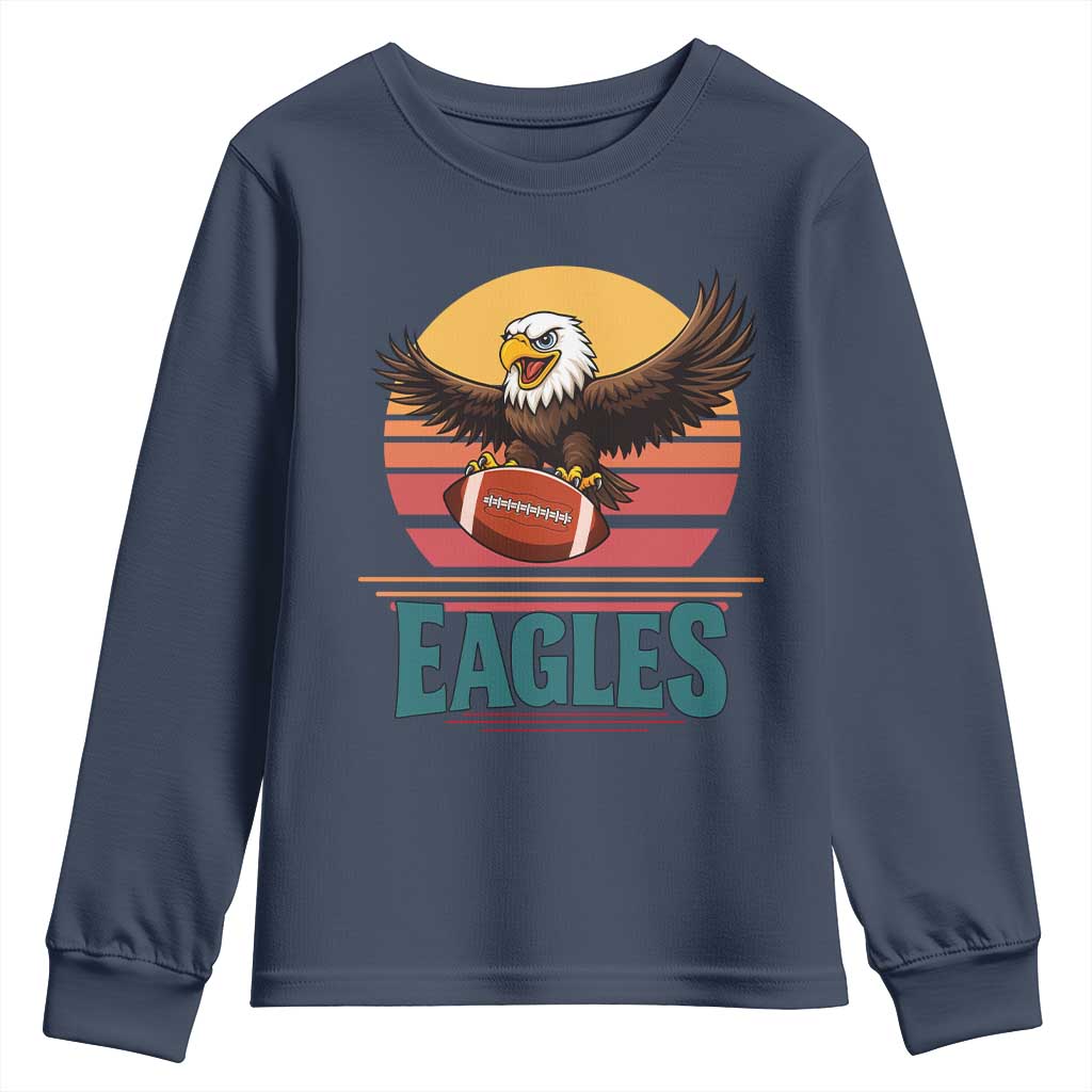 Funny Eagle Football Fan Youth Sweatshirt Retro Vintage Style - Wonder Print Shop