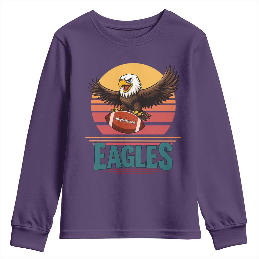 Funny Eagle Football Fan Youth Sweatshirt Retro Vintage Style - Wonder Print Shop