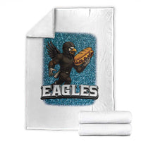 Funny Eagle With Cheesesteak Throw Blanket Football Glitter Print - Wonder Print Shop