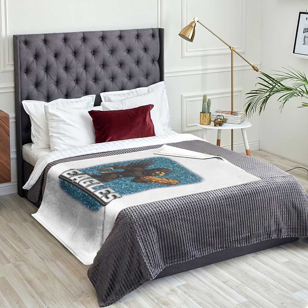 Funny Eagle With Cheesesteak Throw Blanket Football Glitter Print - Wonder Print Shop