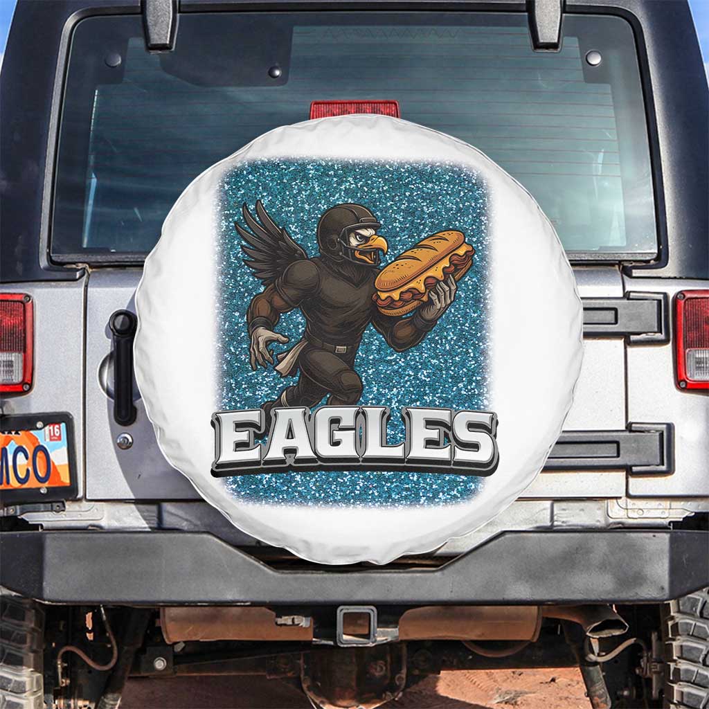 Funny Eagle With Cheesesteak Spare Tire Cover Football Glitter Print - Wonder Print Shop