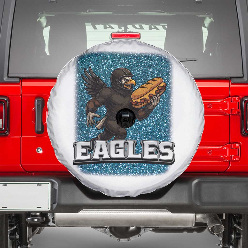 Funny Eagle With Cheesesteak Spare Tire Cover Football Glitter Print - Wonder Print Shop