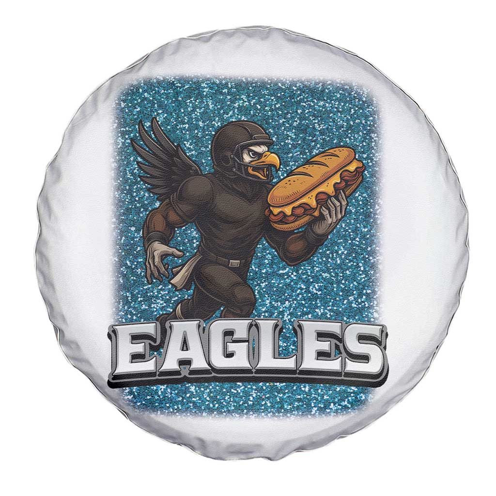 Funny Eagle With Cheesesteak Spare Tire Cover Football Glitter Print - Wonder Print Shop