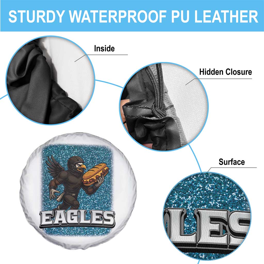 Funny Eagle With Cheesesteak Spare Tire Cover Football Glitter Print - Wonder Print Shop