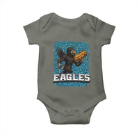 Funny Eagle With Cheesesteak Baby Onesie Football Glitter Print - Wonder Print Shop