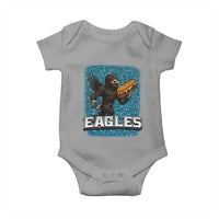 Funny Eagle With Cheesesteak Baby Onesie Football Glitter Print - Wonder Print Shop