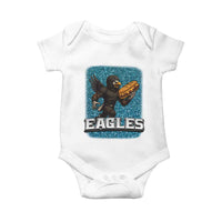 Funny Eagle With Cheesesteak Baby Onesie Football Glitter Print - Wonder Print Shop