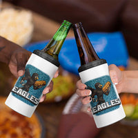 Funny Eagle With Cheesesteak 4 in 1 Can Cooler Tumbler Football Glitter Print - Wonder Print Shop