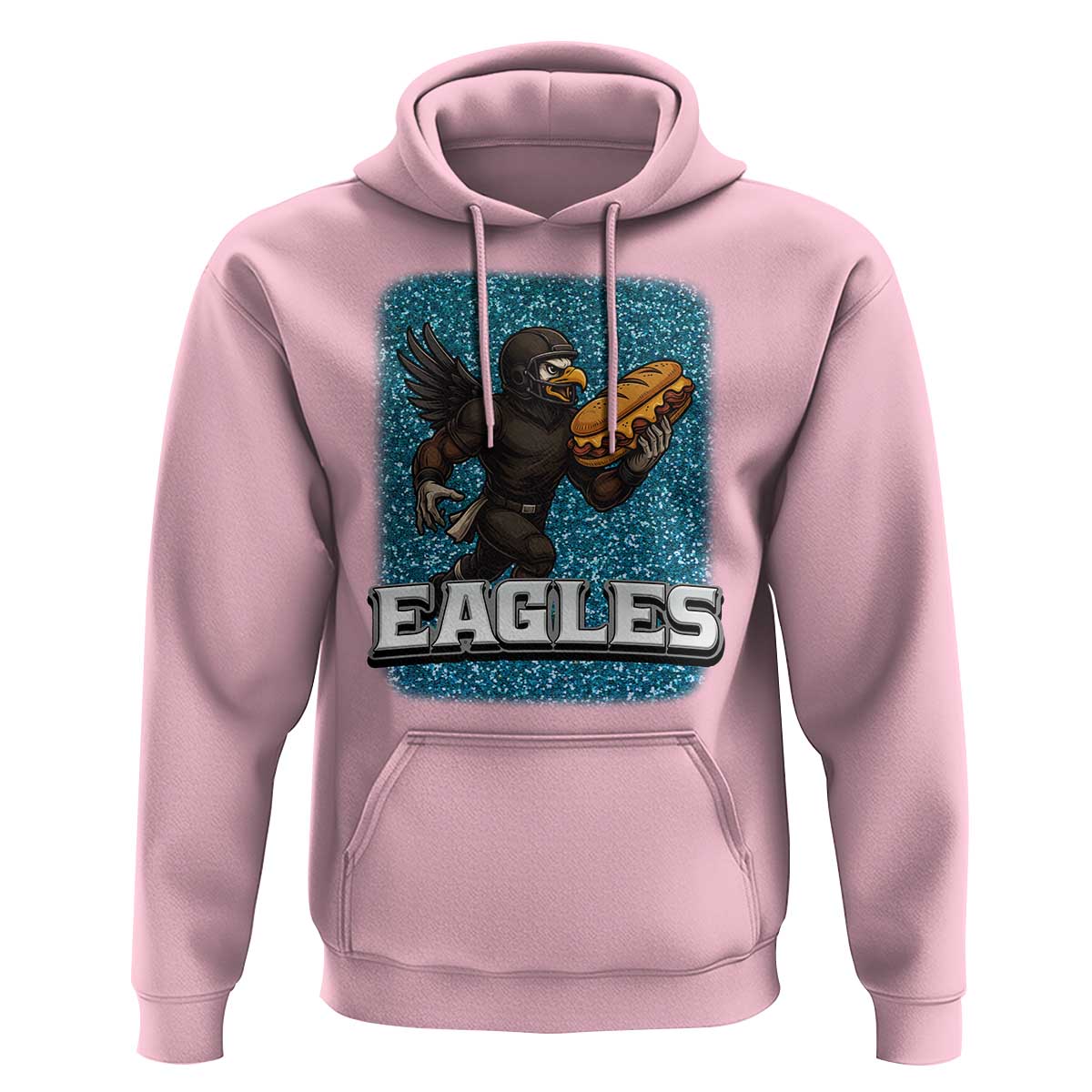 Funny Eagle With Cheesesteak Hoodie Football Glitter Print - Wonder Print Shop