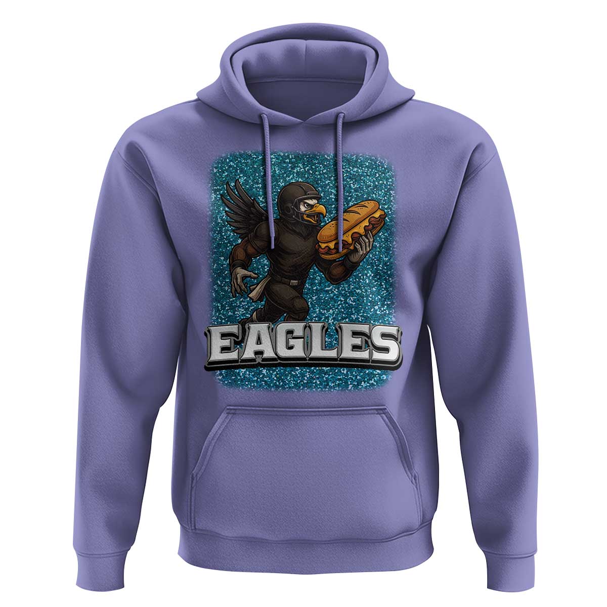 Funny Eagle With Cheesesteak Hoodie Football Glitter Print - Wonder Print Shop