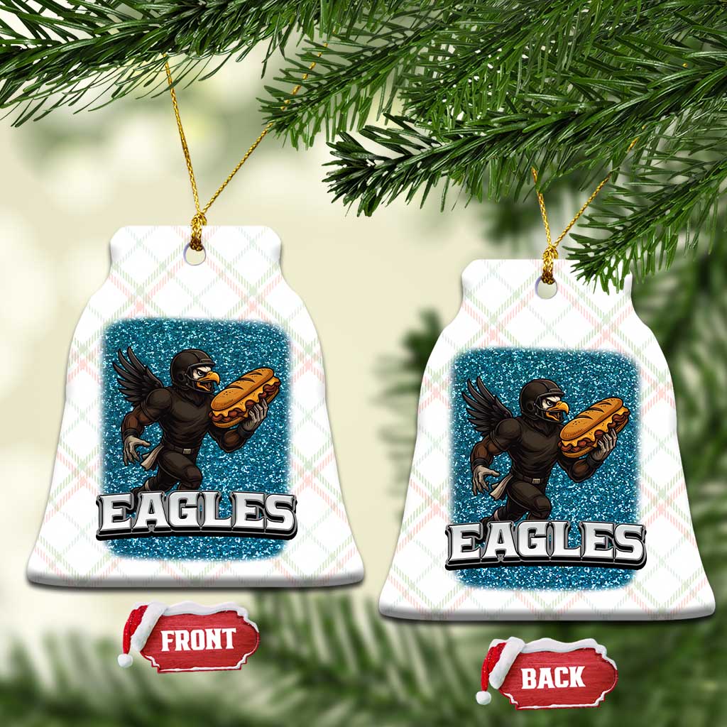 Funny Eagle With Cheesesteak Ceramic Ornament Football Glitter Print - Wonder Print Shop