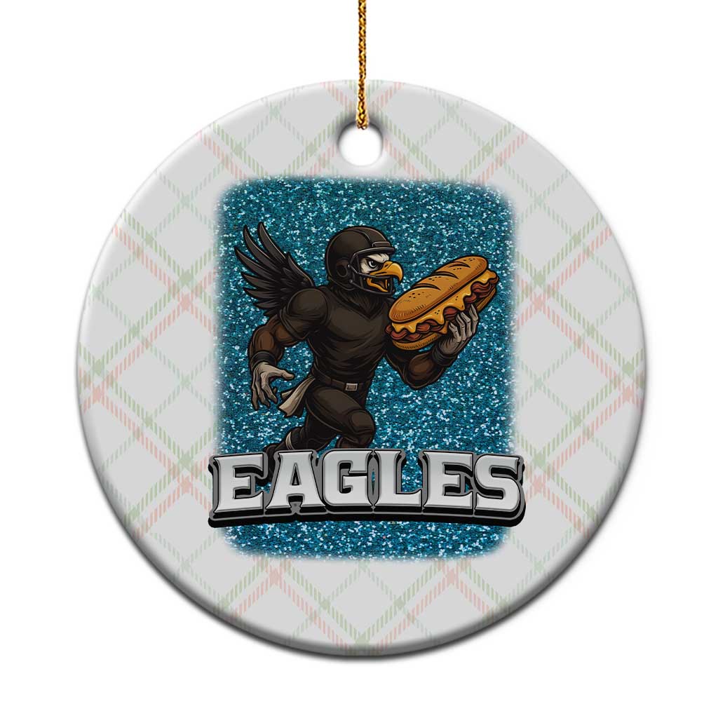 Funny Eagle With Cheesesteak Ceramic Ornament Football Glitter Print - Wonder Print Shop