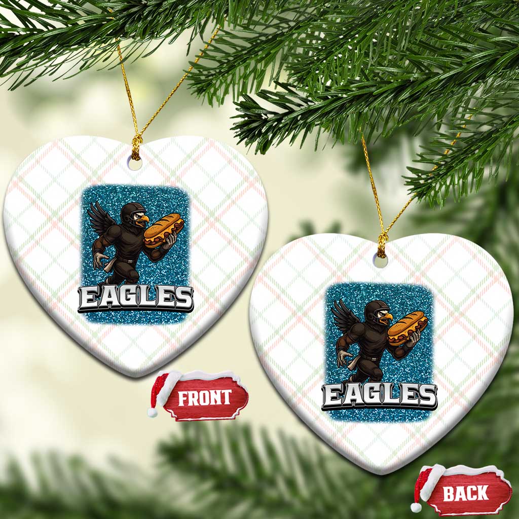 Funny Eagle With Cheesesteak Ceramic Ornament Football Glitter Print - Wonder Print Shop