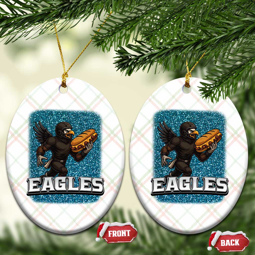 Funny Eagle With Cheesesteak Ceramic Ornament Football Glitter Print - Wonder Print Shop