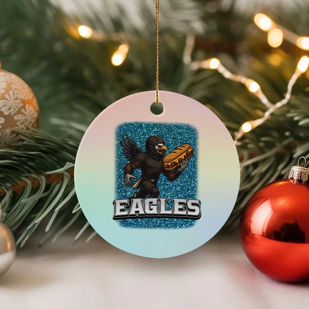 Funny Eagle With Cheesesteak Ceramic Ornament Football Glitter Print - Wonder Print Shop