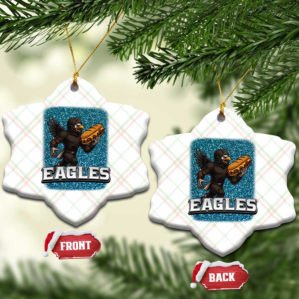 Funny Eagle With Cheesesteak Ceramic Ornament Football Glitter Print - Wonder Print Shop