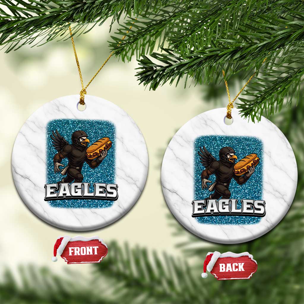 Funny Eagle With Cheesesteak Ceramic Ornament Football Glitter Print - Wonder Print Shop