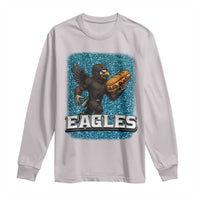 Funny Eagle With Cheesesteak Long Sleeve Shirt Football Glitter Print - Wonder Print Shop