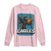 Funny Eagle With Cheesesteak Long Sleeve Shirt Football Glitter Print - Wonder Print Shop