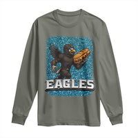 Funny Eagle With Cheesesteak Long Sleeve Shirt Football Glitter Print - Wonder Print Shop