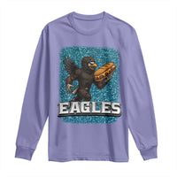 Funny Eagle With Cheesesteak Long Sleeve Shirt Football Glitter Print - Wonder Print Shop