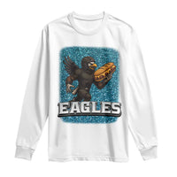 Funny Eagle With Cheesesteak Long Sleeve Shirt Football Glitter Print - Wonder Print Shop