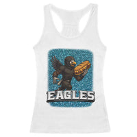 Funny Eagle With Cheesesteak Racerback Tank Top Football Glitter Print - Wonder Print Shop